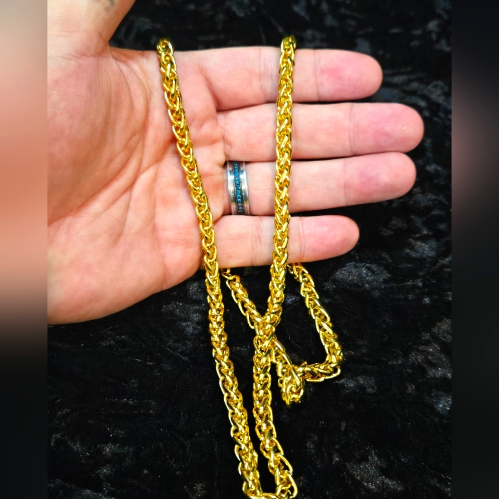 GOLD Chunk Rope Link Style 4mm×28" Necklace...25118